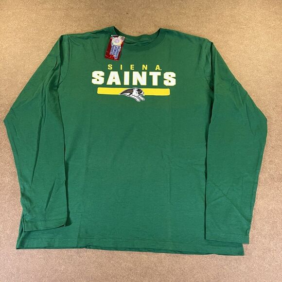 NCAA Other - Siena Saints‎ T Shirt Men Medium Green Long Sleeve Mascot Logo NCAA Athletic Gym